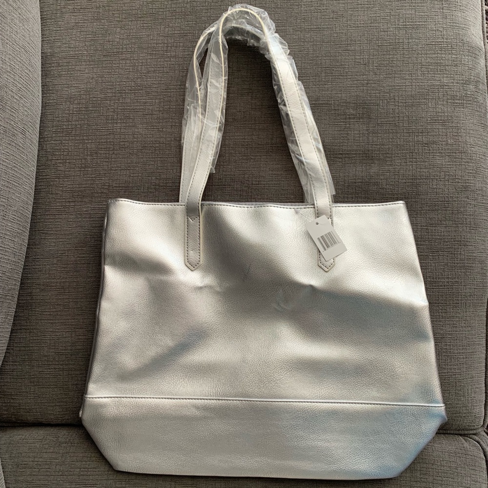Metallic Silver Tote